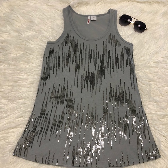BONGO Tops - Bongo sparkle blouse | color: grey | size: m |